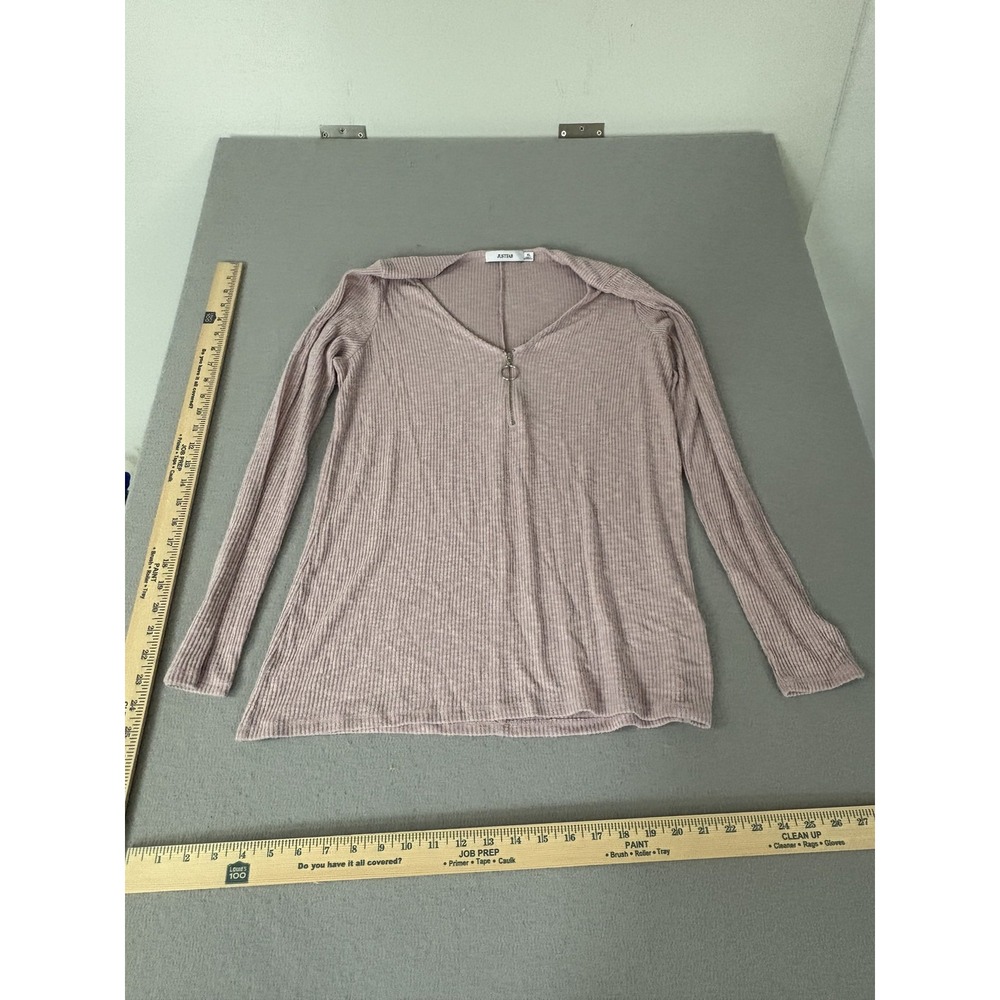 JustFab Sweater Womens XL Pink Ribbed Long Sleeve Lightweight Pullover Top NWT